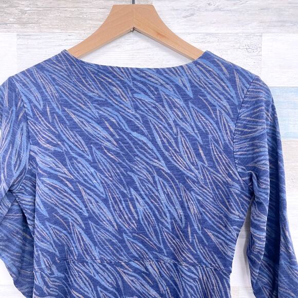 Horny Toad & Co Cinch V Neck Tencel Jersey Dress Blue 3/4 Sleeve Womens Small - Picture 4 of 6